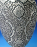 Middle Eastern Persian .84 Silver Vase Hand Chased Engraved Flowers Birds #6296