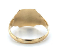 9k Yellow Gold Men's Signet Ring with Hand Engraved Detail Size 9.5 (#J6792)