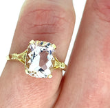 10k Yellow Gold 2.57ct Genuine Natural Morganite Ring Size 6.25 Jewelry (#J4974)