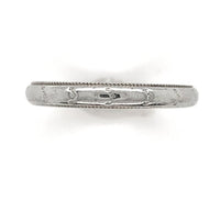 18k White Gold Wedding Band with Chevron Design Size 4.25 Ring (#J6620)