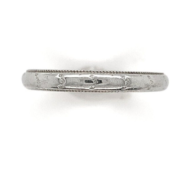 18k White Gold Wedding Band with Chevron Design Size 4.25 Ring (#J6620)