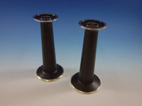 Puiforcat Mahogony and Sterling Silver Medium 8" Candlesticks New In Box Pair
