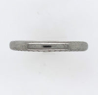 18k White Gold Band with Chevron Hand Engraving Size 5 Jewelry (#J5989)