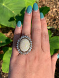 Platinum Genuine Natural Opal and 2.50cts Diamonds Ring Pendant Jewelry (#J5849)