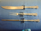 Peony by Wallace Sterling Silver Roast Carving Set 3pc Floral Vintage