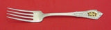 Rose Point Gold Accent by Wallace Sterling Silver Regular Fork 7" New