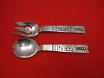 Mexico Sterling Silver Salad Serving Set 9 1/2" 2pc Hector Aguilar? Modernist