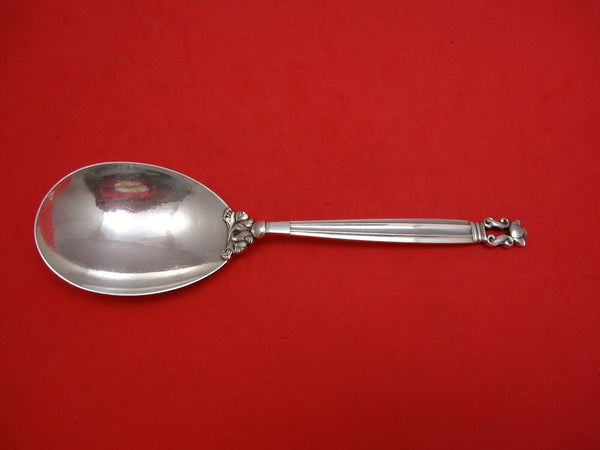 Acorn by Georg Jensen Sterling Silver Berry Spoon Hand Hammered 9 1/2"