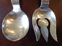 Mexico Sterling Silver Salad Serving Set 9 1/2" 2pc Hector Aguilar? Modernist