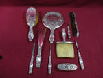Dresden by Whiting Sterling Silver Vanity Dresser Set Dated 1895 10Pc Xmas Gift