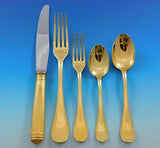 Malmaison by Christofle Silverplate Gilded Flatware Service 8 Set 40 pcs Gold