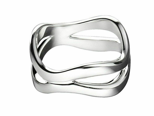 Rivage Christofle France Sterling Silver Wave Ring Modern New