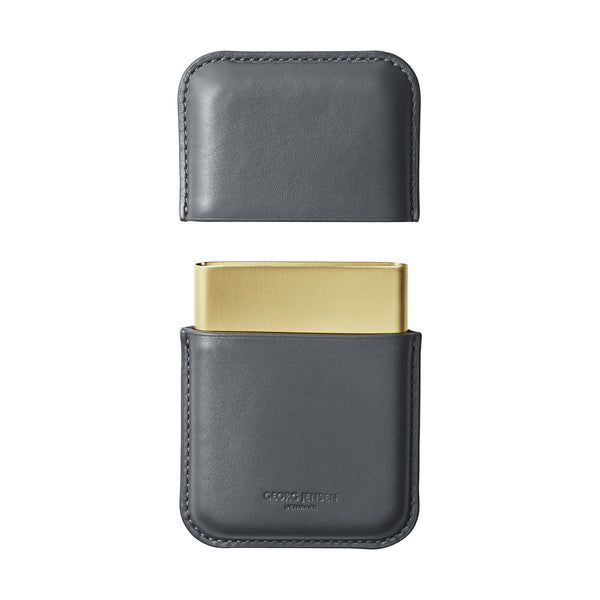 Shades by Georg Jensen PVD, Stainless Steel & Leather Business Card Holder - New