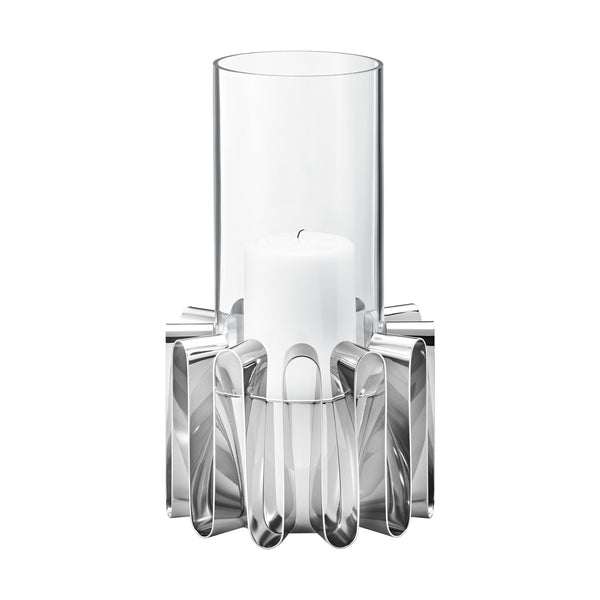 Frequency by Georg Jensen Stainless Steel and Clear Glass Hurricane Medium New