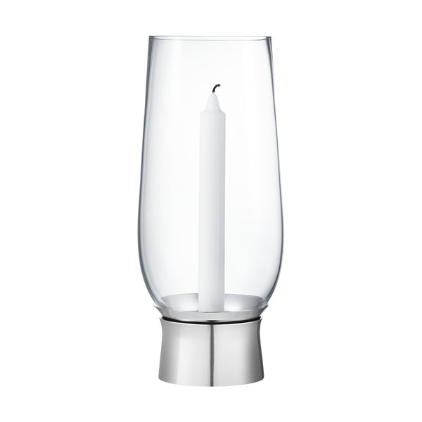 Lumis by Georg Jensen Stainless Steel & Glass Hurricane Candleholder Medium New