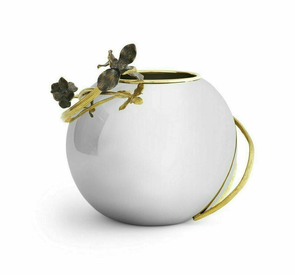 Michael Aram - Black Iris Rose Bowl Vase Stainless Gold New in Box - 111220