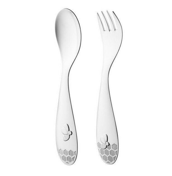 BeeBee by Christofle Paris France Silver Plate Child Flatware Set 2-Piece New
