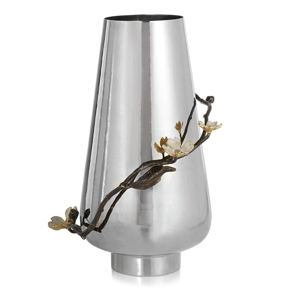 Michael Aram Dogwood Stainless Steel Large Vase (9"L x 6.75"W x 12.5"H) - 123062