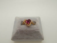 14K Gold Raspberry Pear Shaped Genuine Natural Tourmaline Ring (#J215)