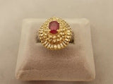 14K Gold Ballerina 1.04ct Genuine Natural Ruby Ring with Diamonds (#J576)