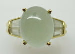 14k 5ct Oval Genuine Natural Chalcedony Ring with Side Chalcedony (#J3479)