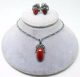 Georg Jensen Sterling Carnelian Pendant and Earrings (#J3409)