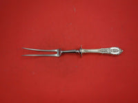 Rose Point by Wallace Sterling Silver Roast Carving Fork 10 1/2"