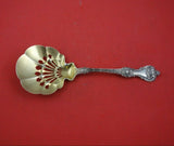 King Edward by Whiting Sterling Silver Ice Spoon Gold Washed Pierced 9 1/2"