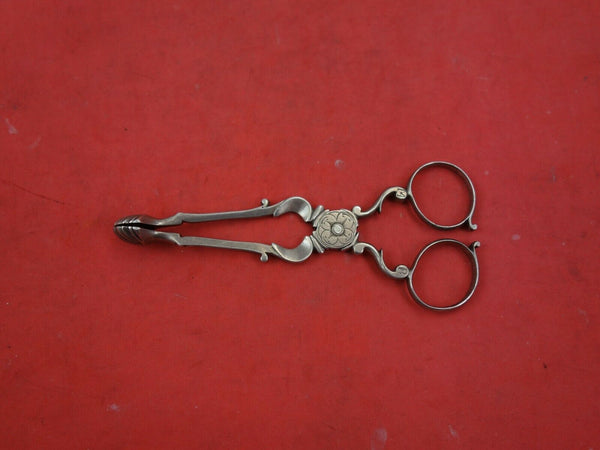 Coin Silver Sugar Nips Scissor Style Engraved Flower Unmarked 0.9oz 4 1/4"
