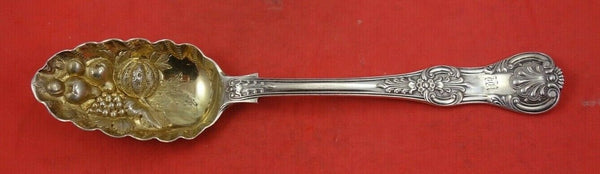 Queens by English Sterling Silver Fruit Spoon gold wash by GA 8 7/8"