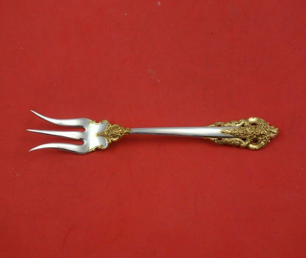 Grande Baroque Gold Accents by Wallace Sterling Silver Lemon Fork 3-Tine 5 1/2"