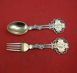 Christmas by A. Michelsen Sterling Silver Fork and Spoon Set 2pc 1914 Angel