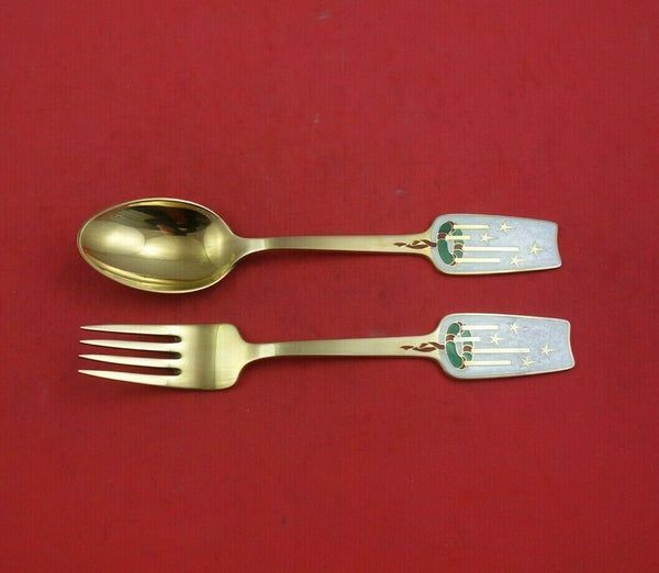 Christmas by A. Michelsen Sterling Silver Fork and Spoon Set 2pc 1949 Advent