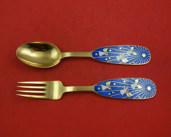 Christmas by A. Michelsen Sterling Silver Fork and Spoon Set 2pc 1953 Angels