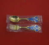 Christmas by A. Michelsen Sterling Silver Fork and Spoon Set 2pc 1974 Blue Bird