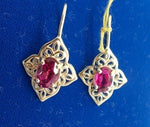 14K Gold Dangle Earrings with 1.71ct Pink Genuine Natural Tourmalines (#J711)