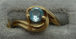 10K Gold Round Blue Genuine Natural Topaz Ring (#J1570)