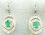 14K Gold Oval 1.48ct Genuine Natural Emerald Earrings w/.60ct Diamonds (#J2523)