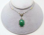 10K Gold Art Deco Malachite Necklace with Seed Pearls (#J3172)