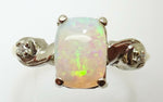 14K Gold .87ct Cushion Cut Genuine Natural Opal Ring with Diamonds (#J3317)