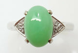 14K Gold Oval Jade Ring with Diamonds (#J3288)