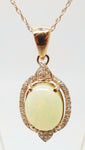 14K Rose Gold 1.51ct Genuine Natural Opal Pendant with Diamonds (#J3331)