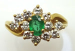 10k Oval Genuine Natural Emerald Ring with Diamonds (#J3609)