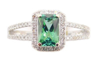 14k Gold Radiant Cut .96ct Green Genuine Natural Tourmaline Ring (#J4001)