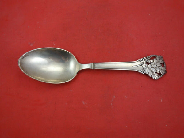 Cohr Danish Sterling Silver Berry Spoon Handmade w/ Oak Leaves and Acorns 9 7/8"