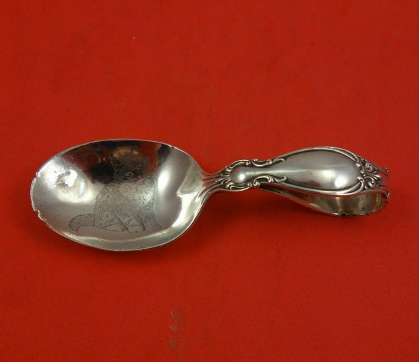 Reed and Barton Sterling Silver Baby Spoon Bent Handle w/ Acid Etched Cat 3 5/8"