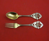 Christmas by A. Michelsen Sterling Silver Fork and Spoon Set 2pc 1918 Mistletoe