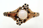 10K Rose Gold Ring with A Round Genuine Natural Opal and Two Diamonds (#J415)