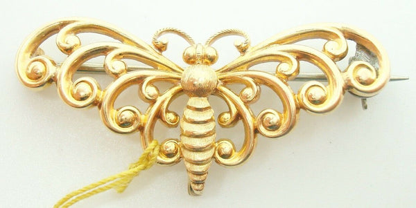 14k Yellow Gold Butterfly / Moth Watch Pin (#J2621)