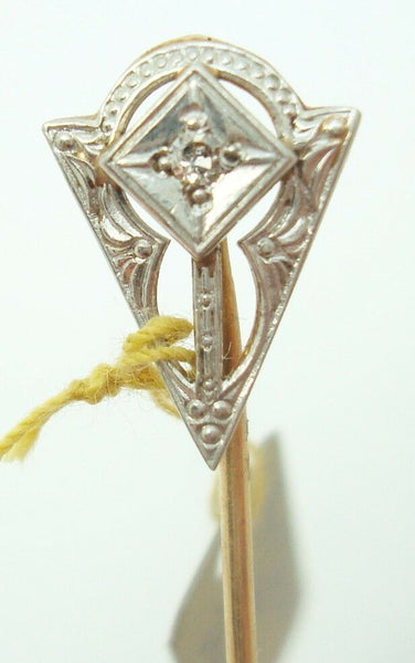 14K Gold Art Deco Stick Pin with Genuine Natural Diamond (#J2684)